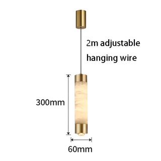 Lowrie - Modern Minimalist Gold Hanging Tube Marble Copper Ceiling Light