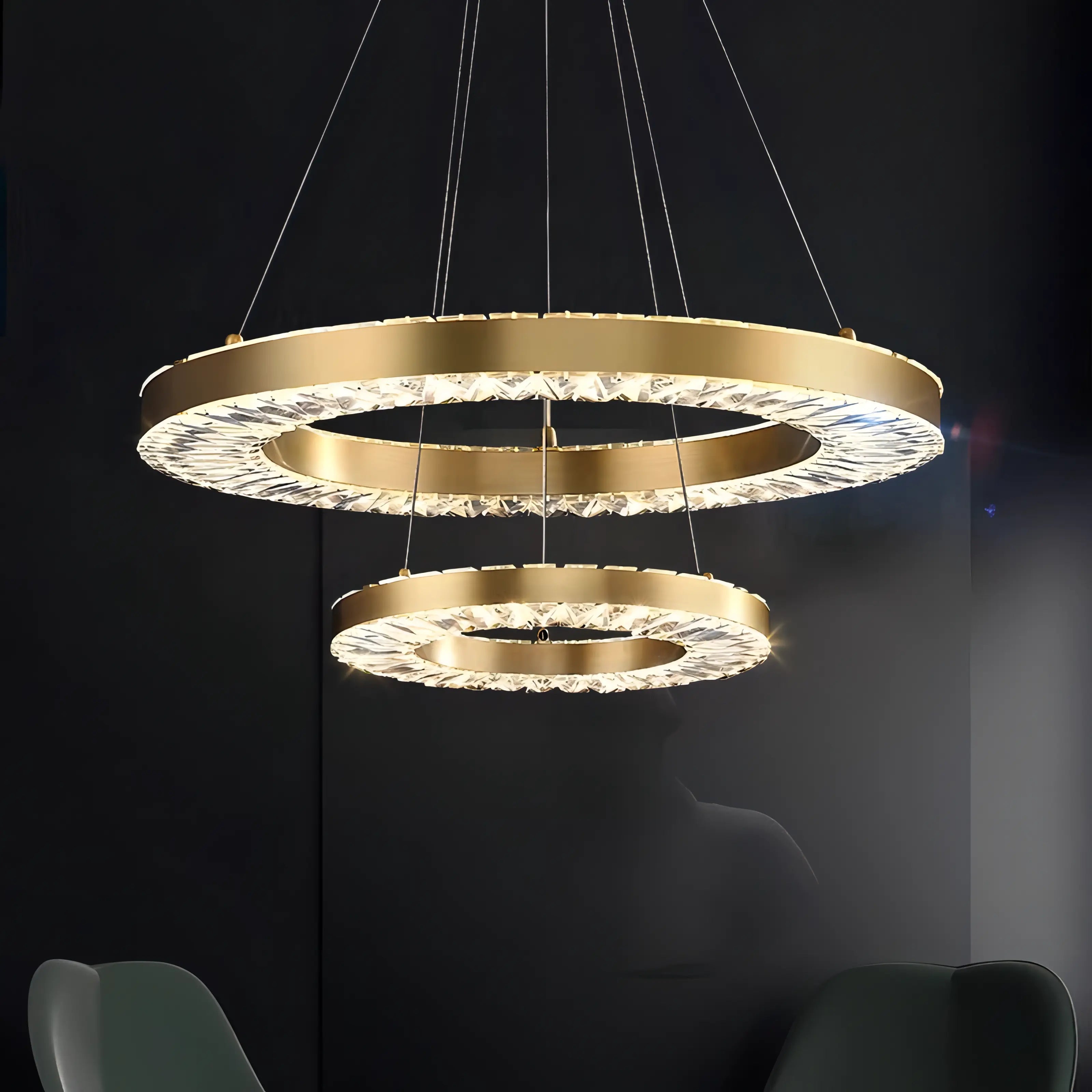 Jill - Modern Round Tiered Patterned Glass Ceiling Chandelier