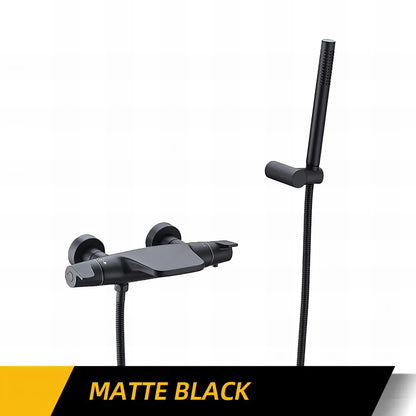 Estrella - Modern Brushed Gold Wall Mounted Bathtub Tap Set with Handheld Shower