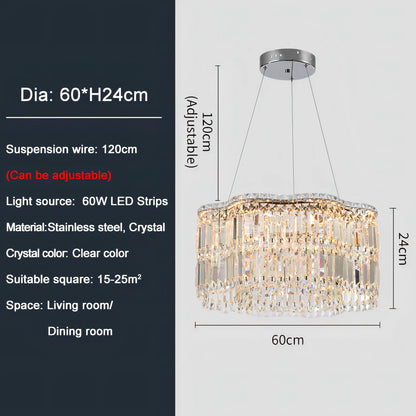 Aston - Crystal Wave Design Adjustable Ceiling Chandelier