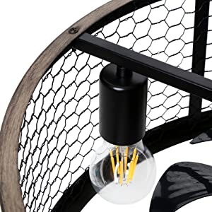 Amalie - Industrial Cage Ceiling Fan Light with Remote Control