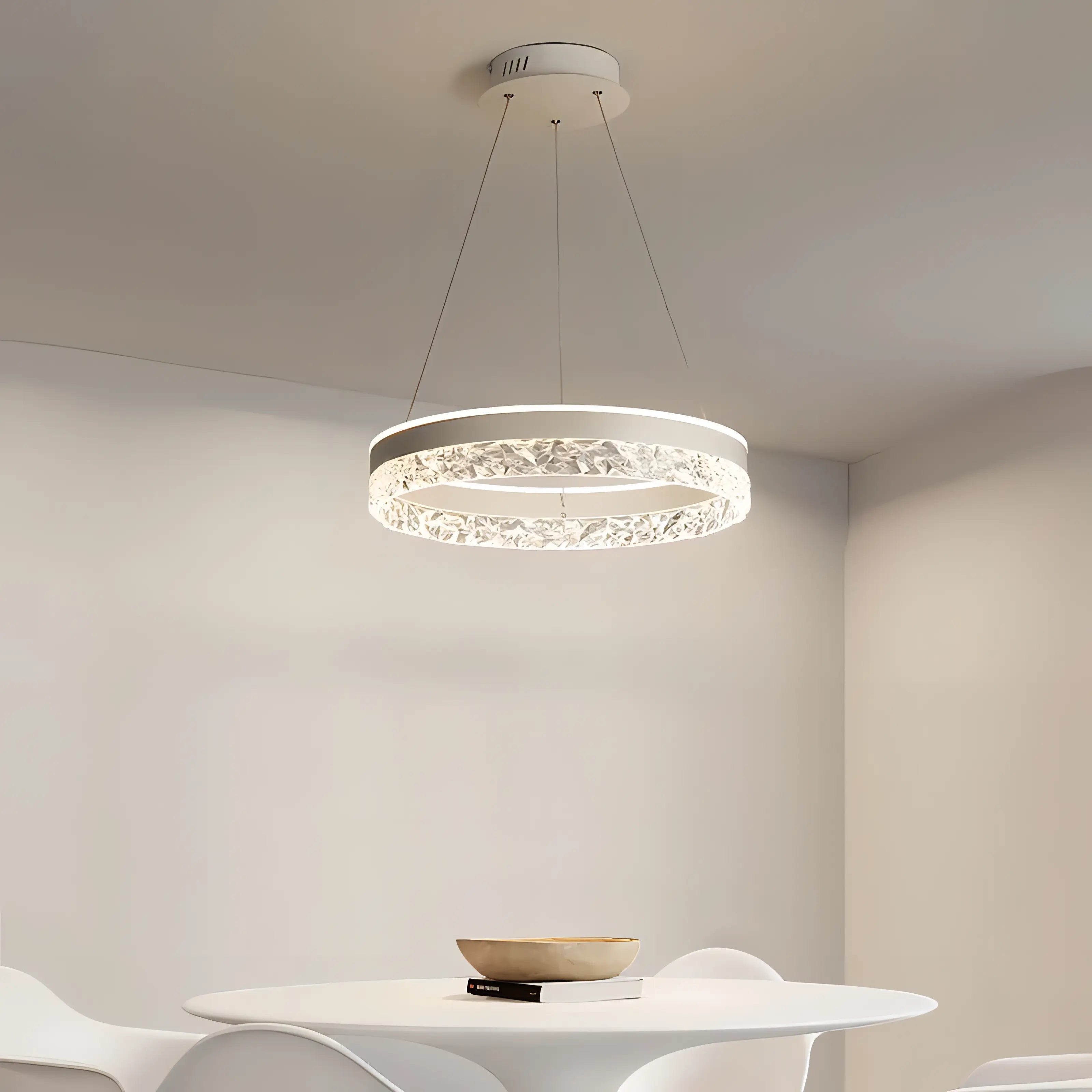 Zaira - Modern Crystal Glass Striped Circular Hanging Ceiling Light Chandelier