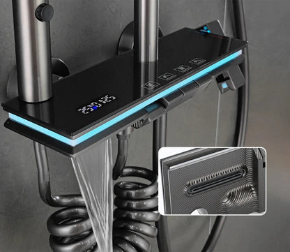 Desantis - Modern LED Rainfall Shower System with Temperature Display and Four Functions