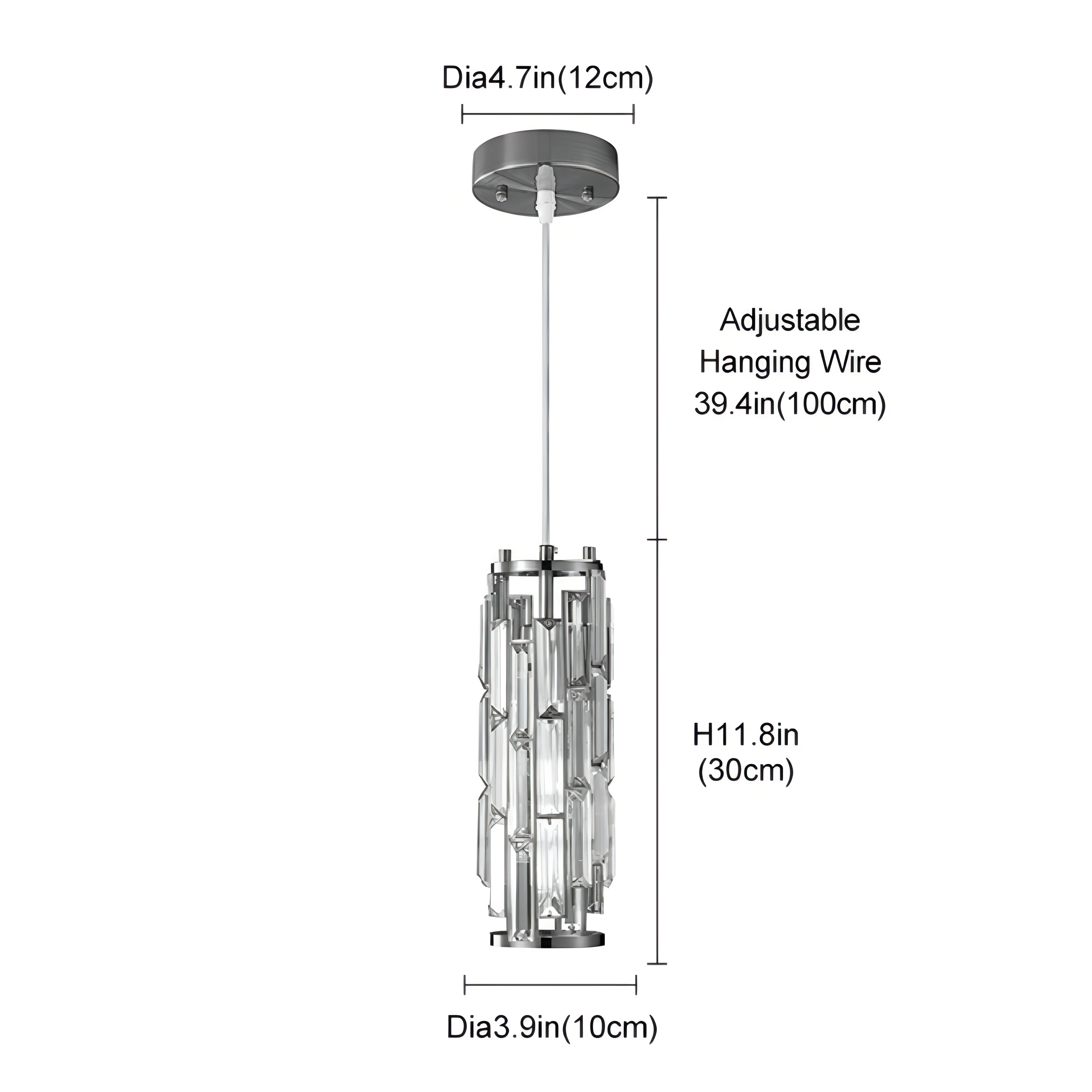 Enoch - Crystal Hanging Long Tube Pendant Ceiling Light