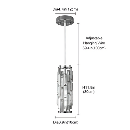 Enoch - Crystal Hanging Long Tube Pendant Ceiling Light