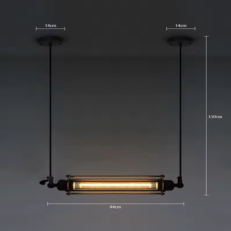 Edwin - Industrial Black Retro Hanging Light Bar