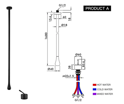 Akpabio - Ceiling Fixed Hanging Modern Basin Mixer Tap Single Lever