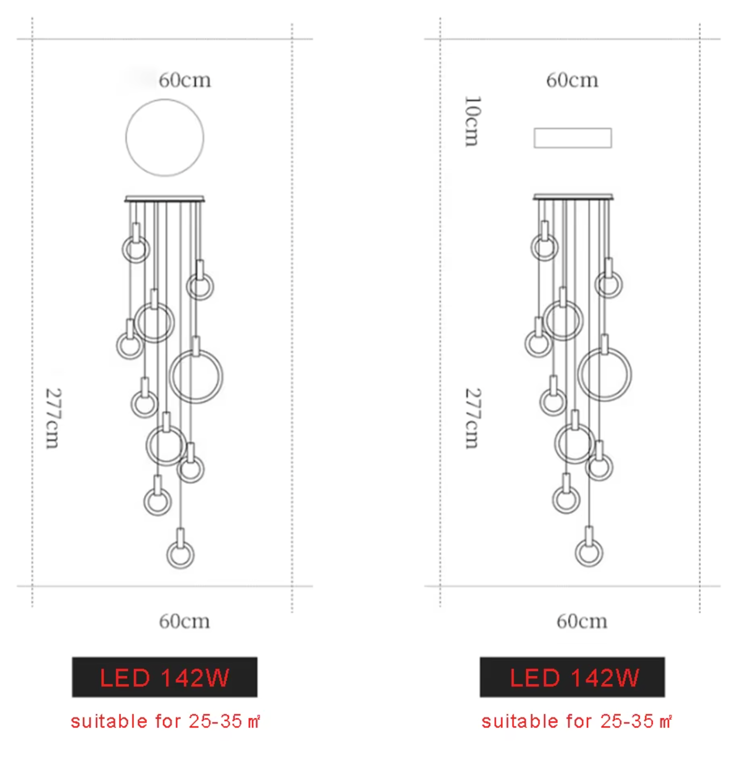 Chance - LED Ring Round Multi Head Wood Hanging Ceiling Light Chandelier