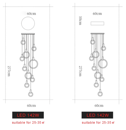 Chance - LED Ring Round Multi Head Wood Hanging Ceiling Light Chandelier