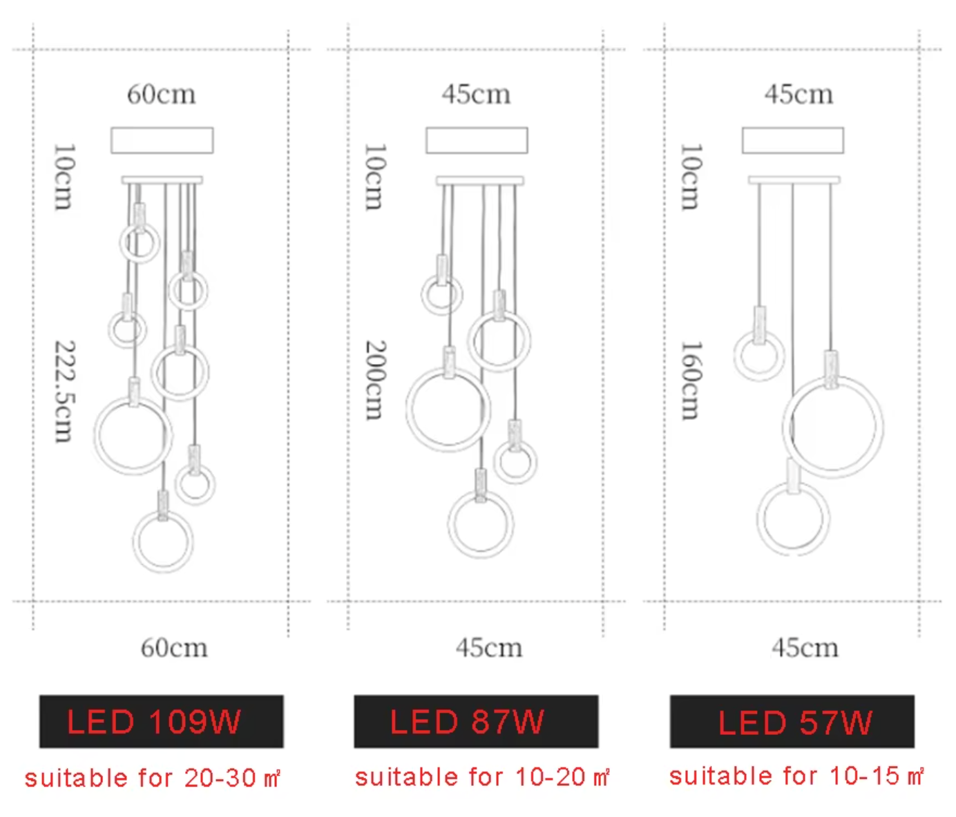 Chance - LED Ring Round Multi Head Wood Hanging Ceiling Light Chandelier
