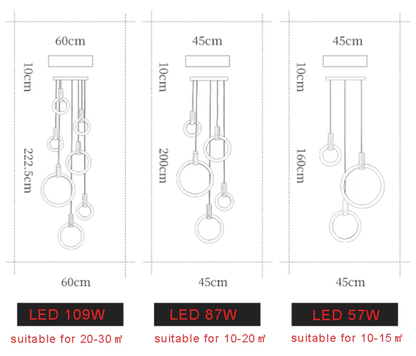 Chance - LED Ring Round Multi Head Wood Hanging Ceiling Light Chandelier