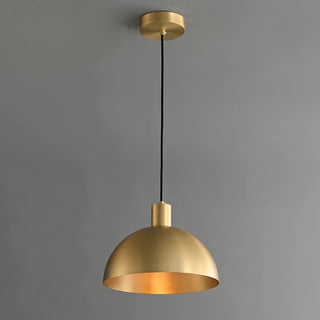 Jorja - Modern Gold Round Hanging Dish Black Cord Pendant Ceiling Light