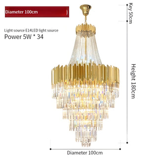 Duke - Gold Multi Tier Round Crystal Glass Hanging Ceiling Light Chandelier