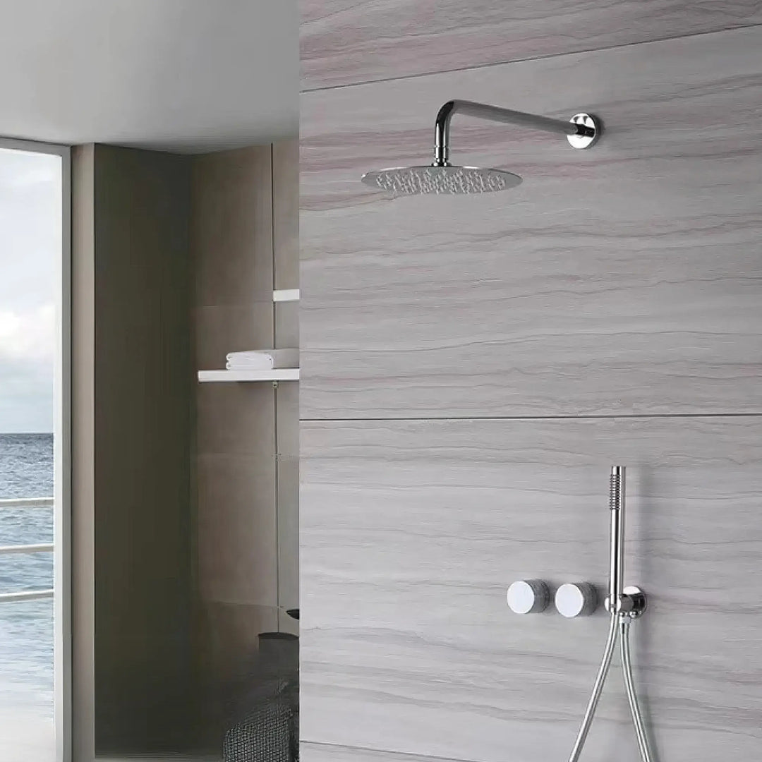 Julianna - Dual Handle Wall Mounted Modern Rainfall Shower Set