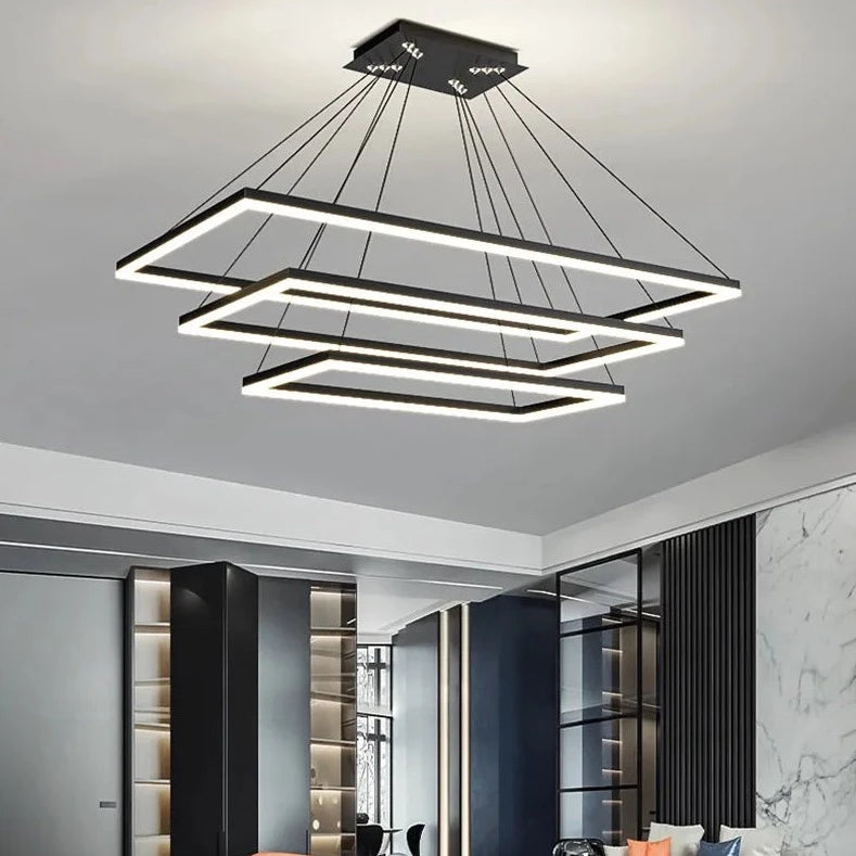 Aoede - Tiered Hanging Rectangle Modern Chandelier