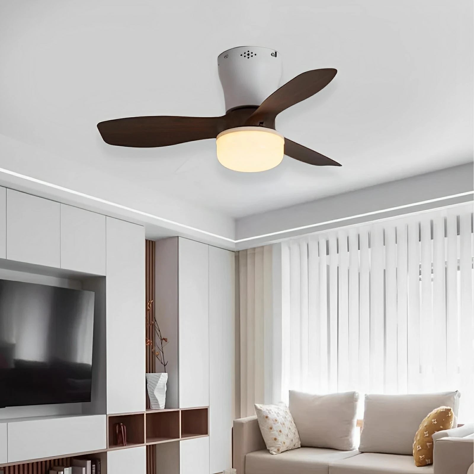 Marlene - Modern Ceiling Fan with Integrated Round Light