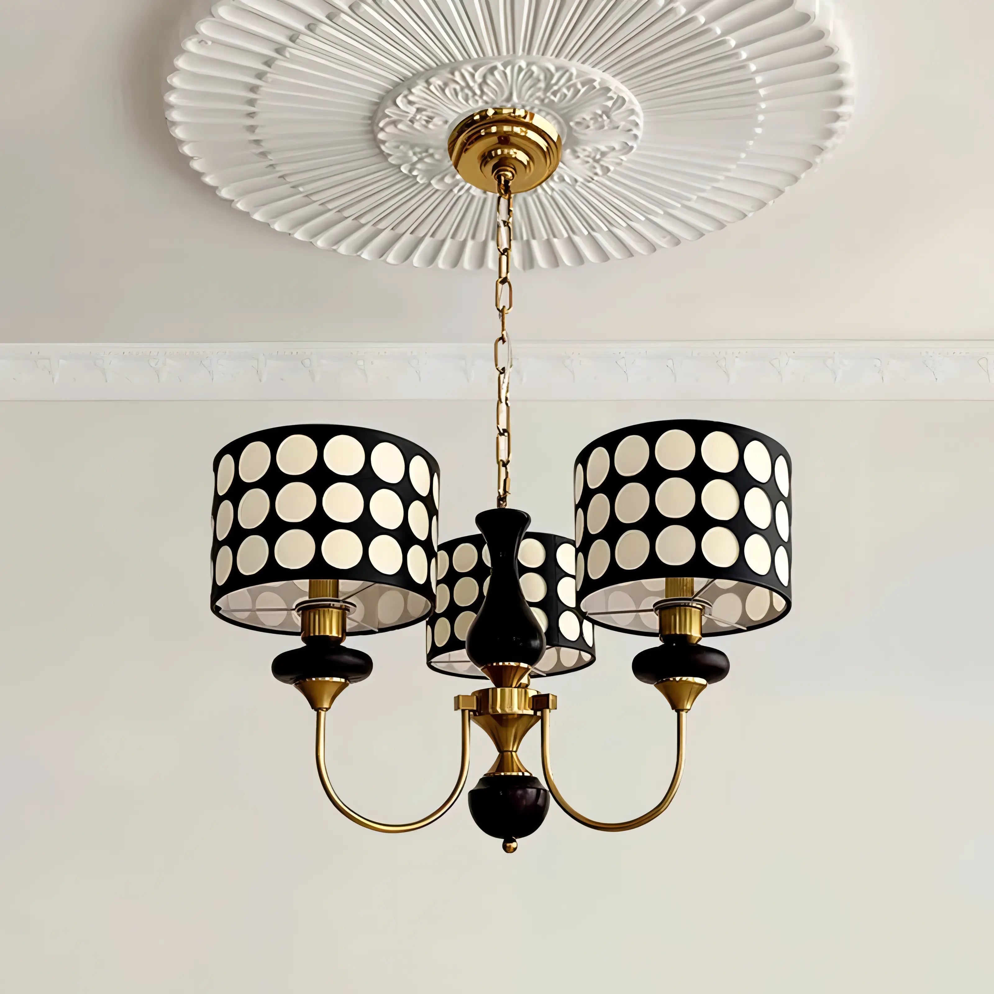 Onesimo - Abstract Polka Dot Black Gold Hanging Ceiling Light Chandelier