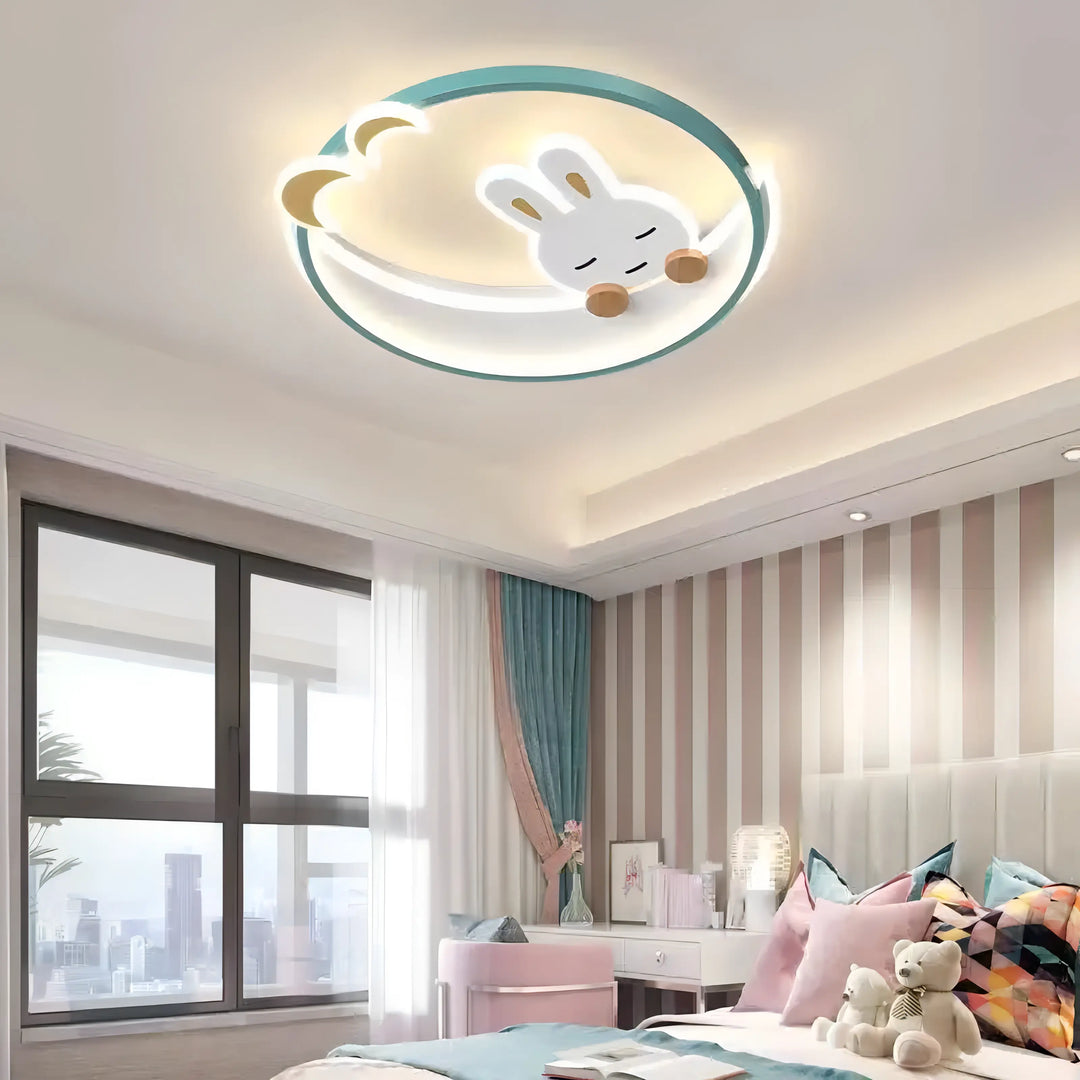 Lindsay - Round Bunny with Cloud Children's Room Ceiling Light