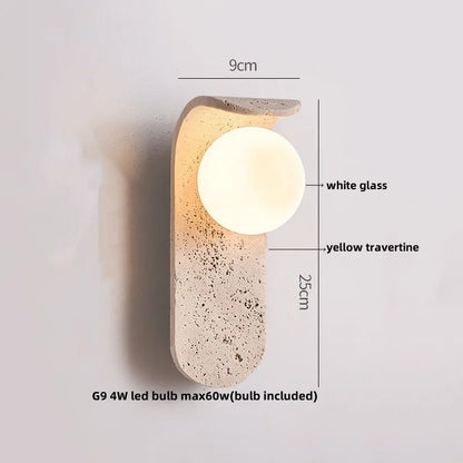 Noah - Yellow Cave Stone Wall Light White Glass LED