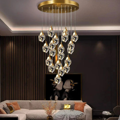 Jessica - Multi Head Crystal Glass Gold Ceiling Chandelier