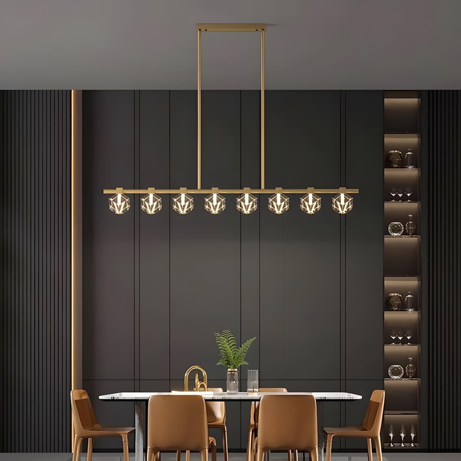 Jelena - Modern Line Crystal Glass Gold Ceiling Light Chandelier