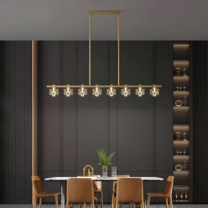 Jelena - Modern Line Crystal Glass Gold Ceiling Light Chandelier