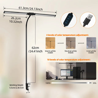 Amaro - Double Head LED Desk Computer Dimmable Desk Light