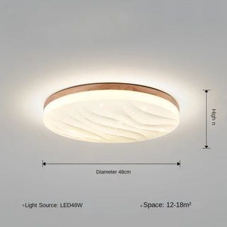 Benito - Modern Thin White Milk Shade Wooden And Acrylic Ceiling Light