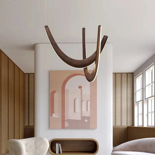 Amoura - Solid Wood Hanging Curved Ceiling Light
