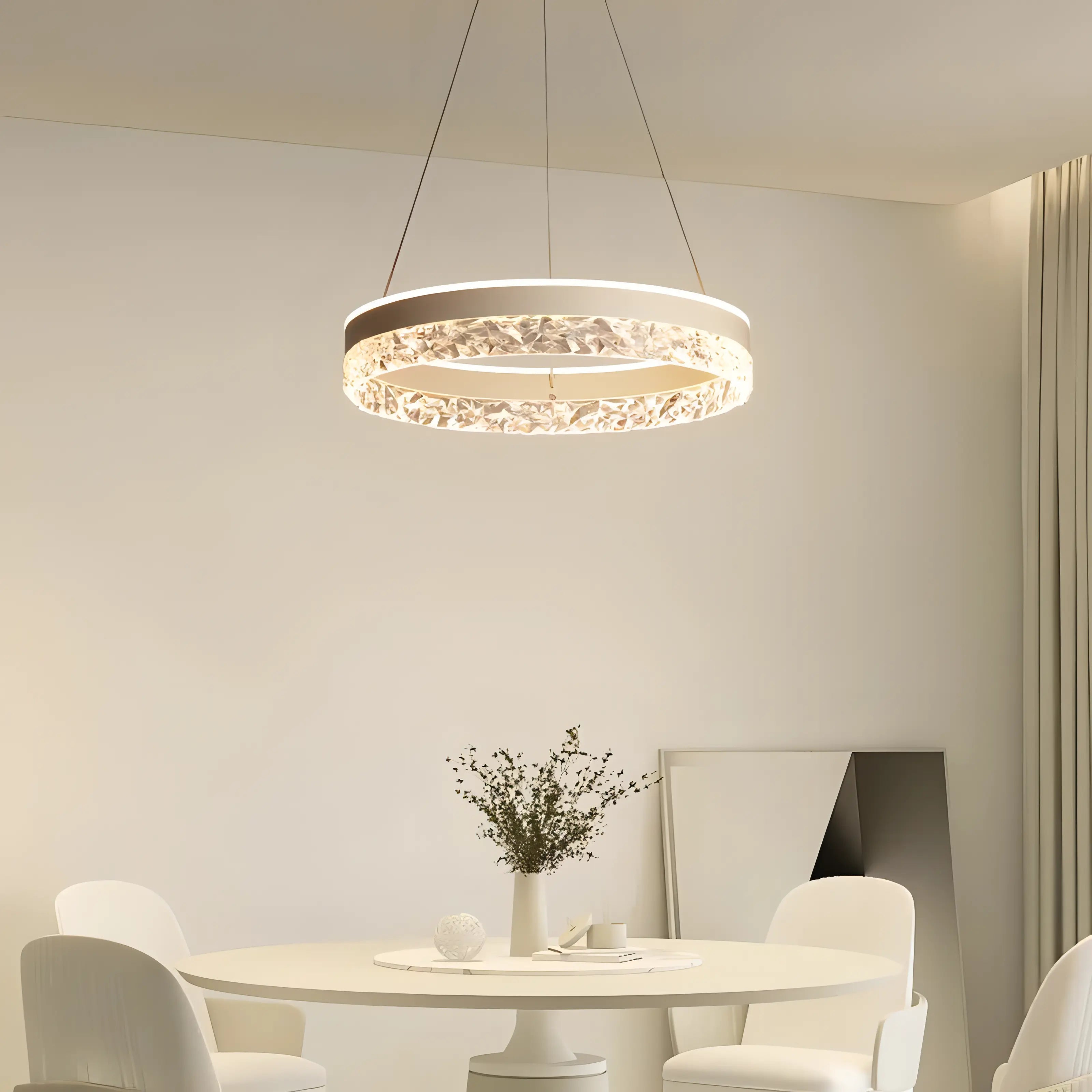 Zaira - Modern Crystal Glass Striped Circular Hanging Ceiling Light Chandelier
