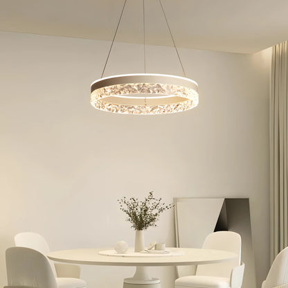 Zaira - Modern Crystal Glass Striped Circular Hanging Ceiling Light Chandelier