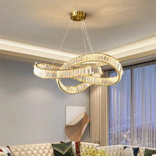 Diana - Modern Round Gold Crystal Hanging Chandelier