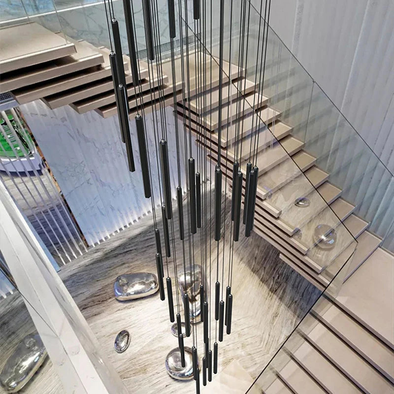 Serafina - Modern Black Pipe Hanging Ceiling Chandelier