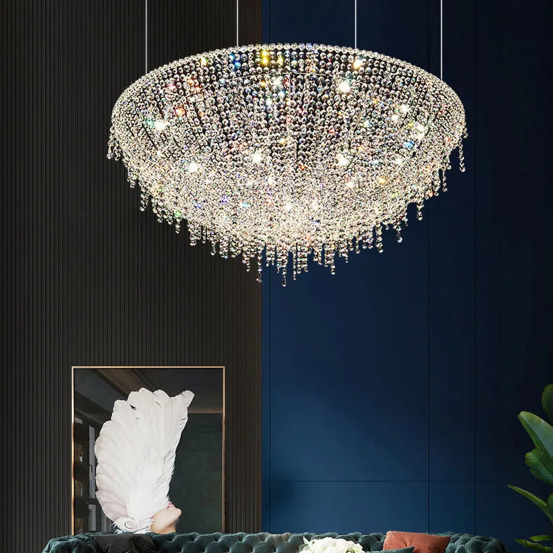 Emma - Round Crystal Tassel Hanging Ceiling Chandelier
