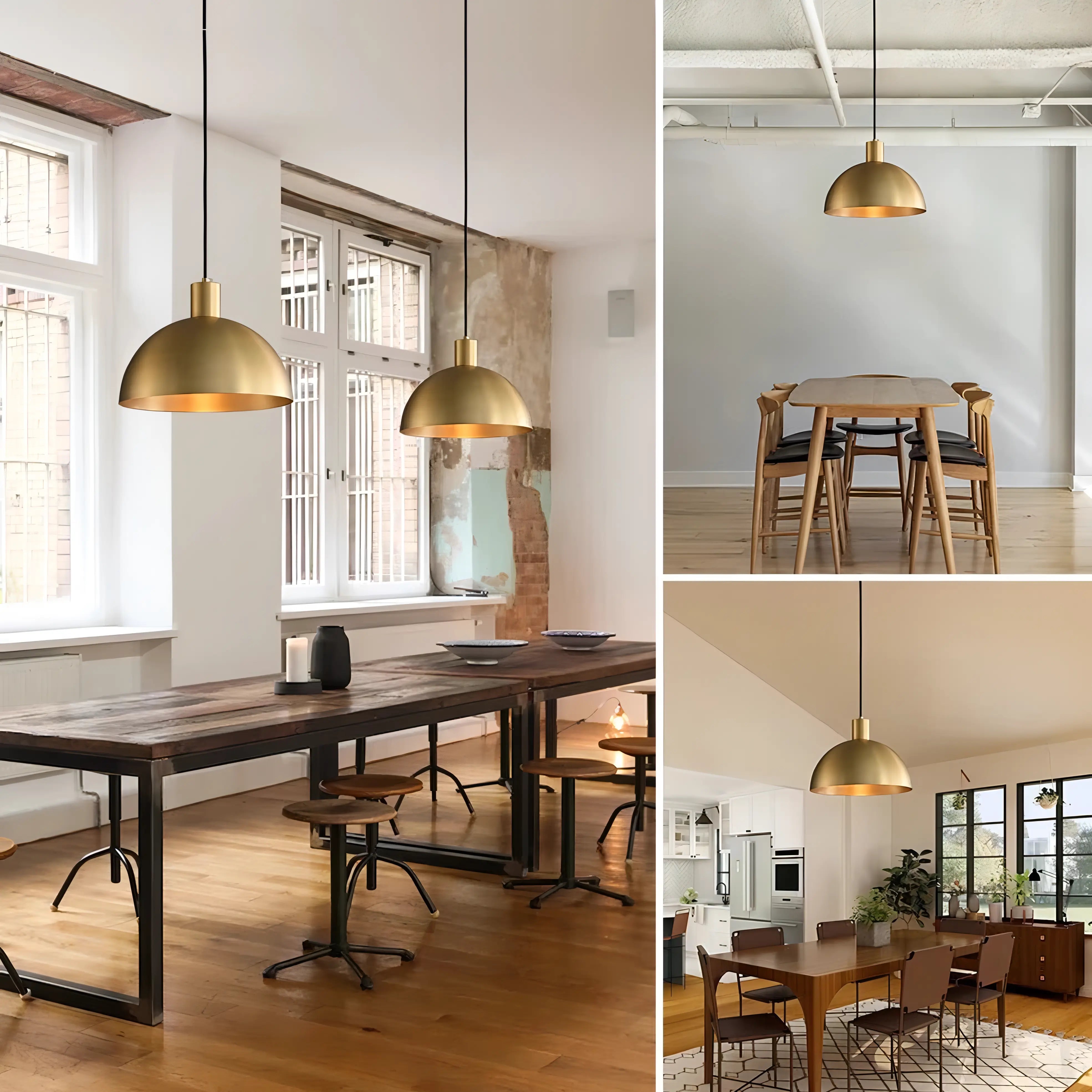 Jorja - Modern Gold Round Hanging Dish Black Cord Pendant Ceiling Light