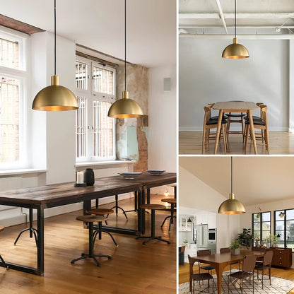 Jorja - Modern Gold Round Hanging Dish Black Cord Pendant Ceiling Light