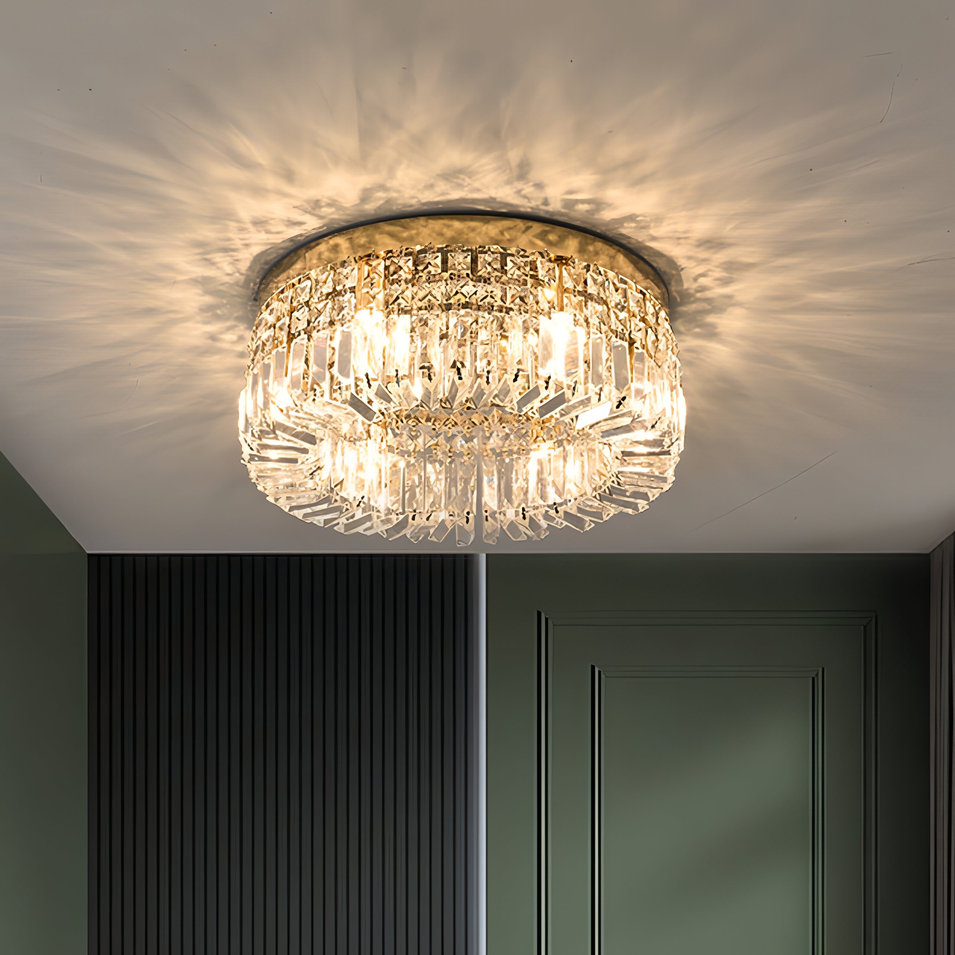Kyree - Recessed Crystal Glass Round Ceiling Chandelier
