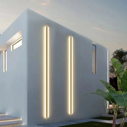 Simeon - Modern LED Outdoor Strip Wall Light Gold IP65 Waterproof