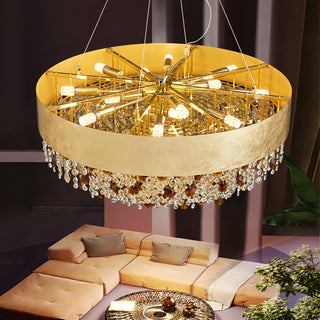 Anakin - Round Hanging Gold Tiered Glass Ceiling Light Chandelier