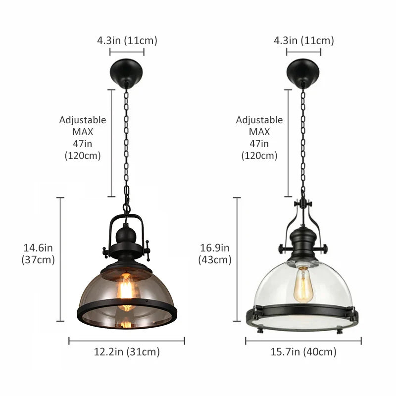 Jaco - Iron Black American Style Pendant Hanging Ceiling Light