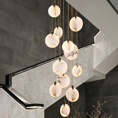 Bates - Modern Round Marble Hanging Ceiling Chandelier