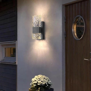 Makenzi - Modern LED Patterned Glass Outdoor Wall Light with Light Sensor