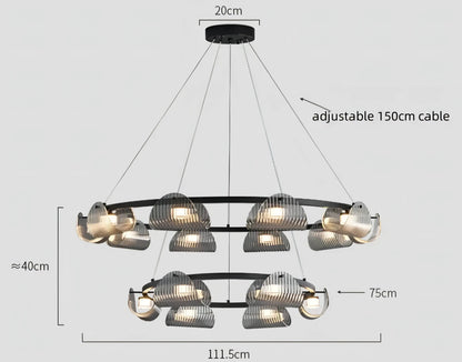 Sofie - Modern Grey Patterned Glass Ceiling Chandelier
