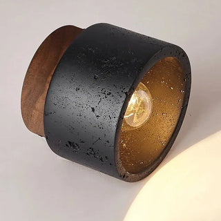 Emilio - Retro Black Stone Flush Mount Wood Ceiling Downlight