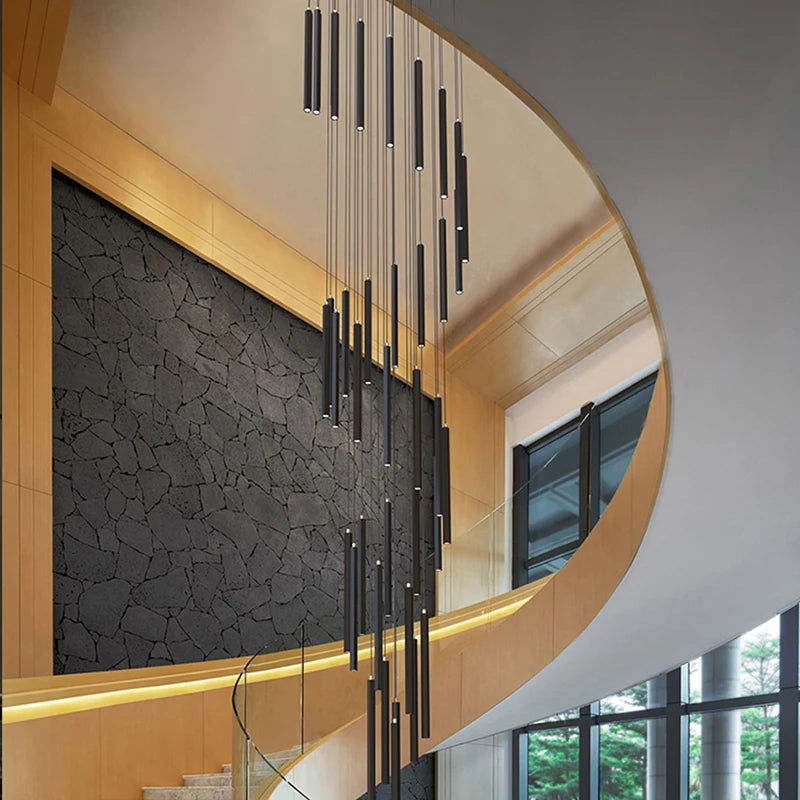 Serafina - Modern Black Pipe Hanging Ceiling Chandelier