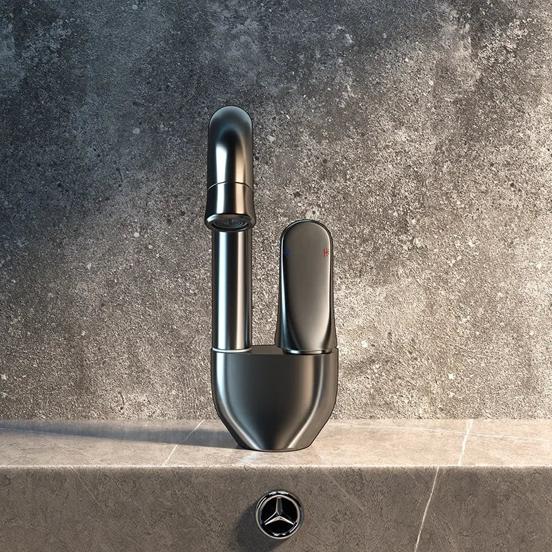 Moriah - Elegant 360 Degree Rotary Upturn Lift Curved Spout Single-Handle Tap