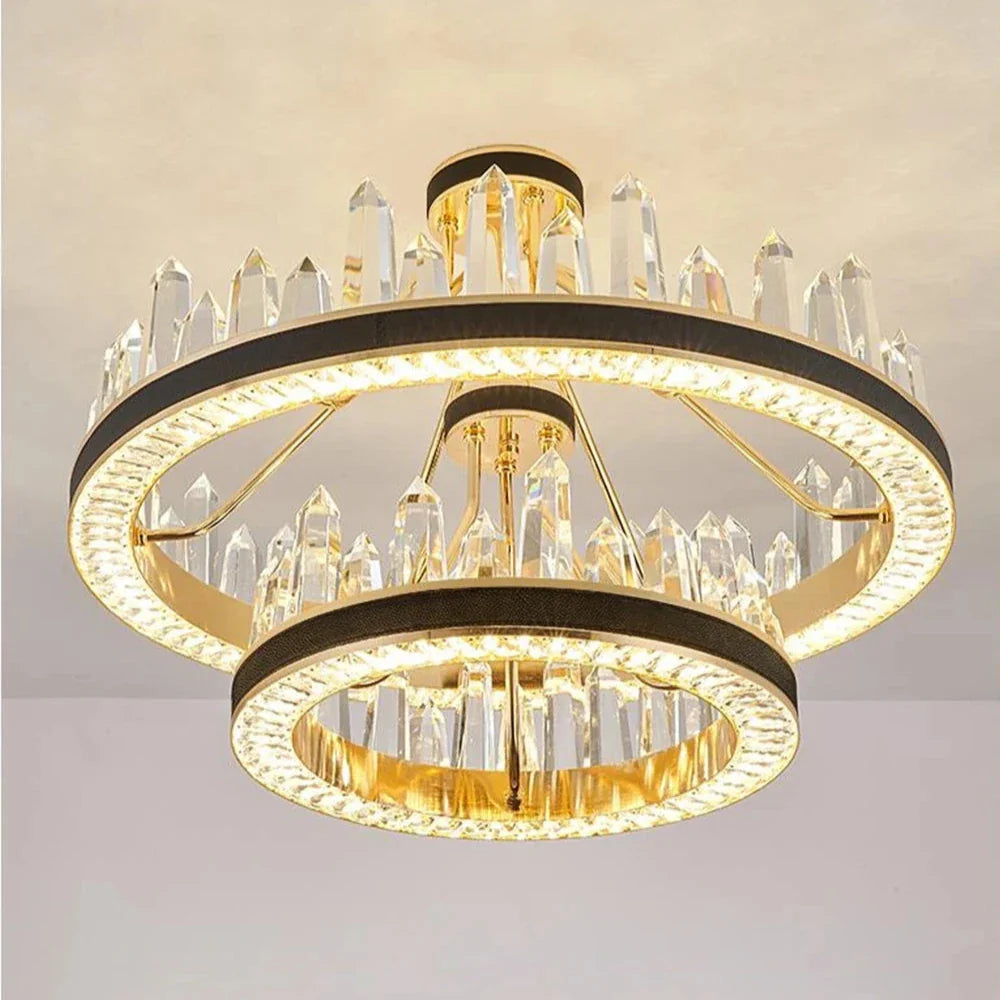 Juanita - Modern Statement Sharp Glass Tiered Crystal LED Chandelier