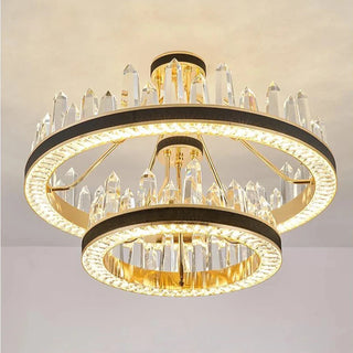 Juanita - Modern Statement Sharp Glass Tiered Crystal LED Chandelier