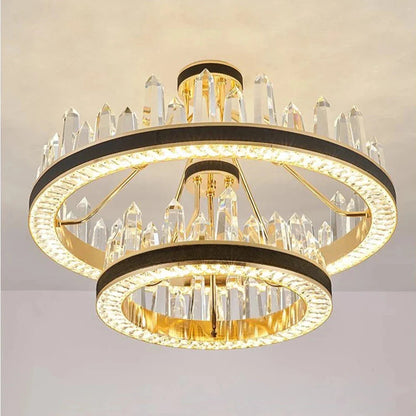 Juanita - Modern Statement Sharp Glass Tiered Crystal LED Chandelier