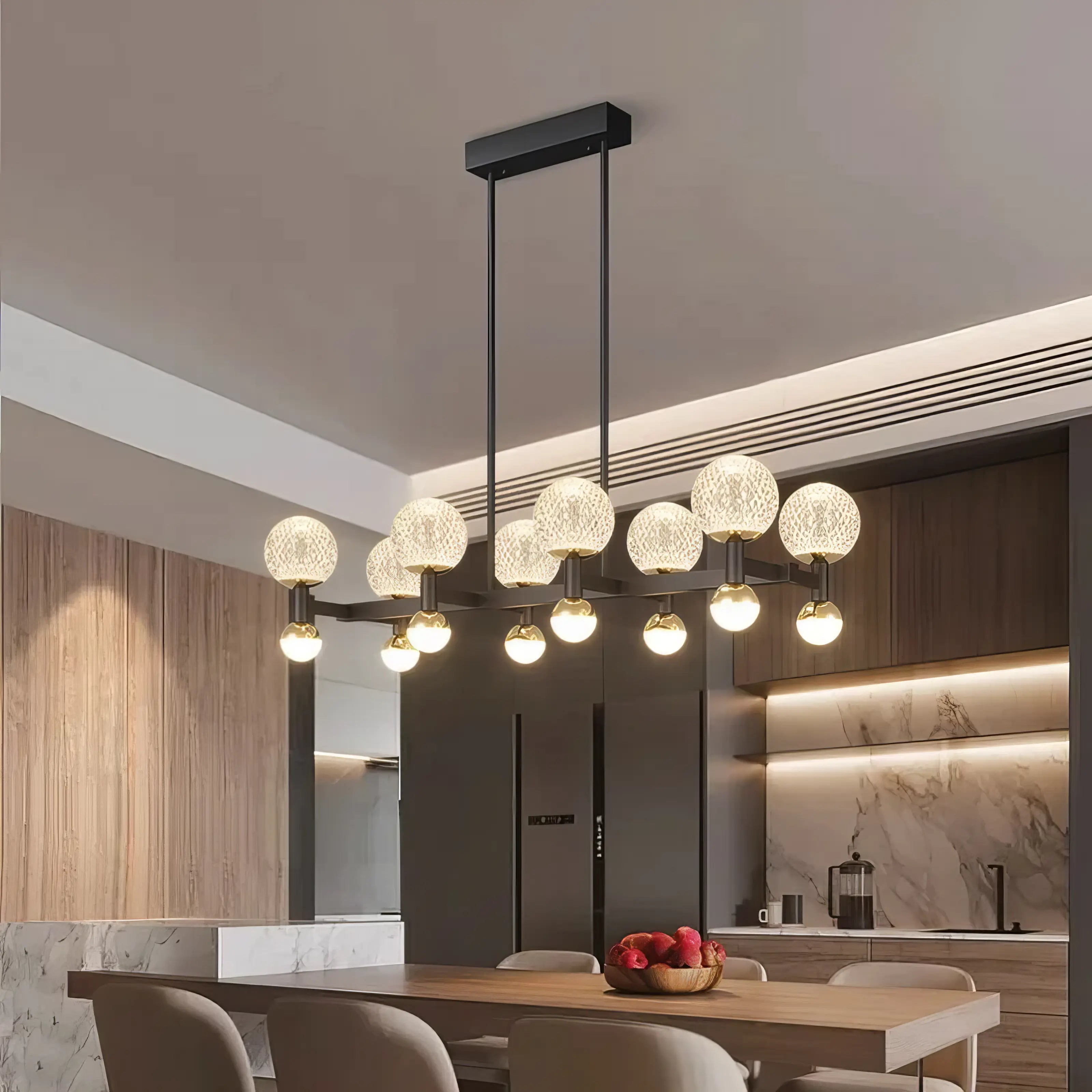 Uma - Modern Glass Ball Multi Head Ceiling Chandelier